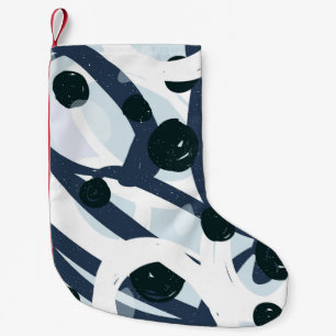 Calcetín Navideño Pequeño Pinceles abstractos de color azul y marino que pin