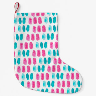 Calcetín Navideño Pequeño Pinceles de color rosa azul. Patrón de pintura abs