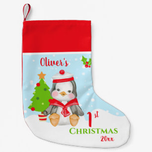 Calcetín Navideño Pequeño Pingüino de Navidad
