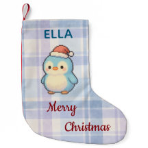 Pingüino de Navidad Arte en Pixel Pastel Lindo