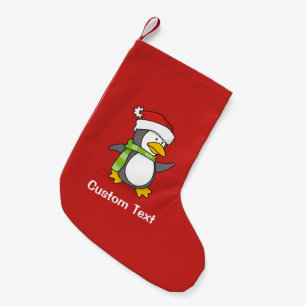 Calcetín Navideño Pequeño Pingüino navidad caminando sobre la nieve