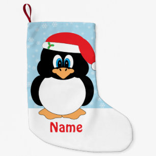 Calcetín Navideño Pequeño Pingüino Navidad personalizado