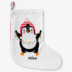 Calcetín Navideño Pequeño Pingüino torbellino con luces Navidades