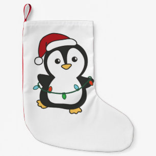 Calcetín Navideño Pequeño Pingüinos Navidades de pingüino en invierno