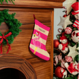 Calcetín Navideño Pequeño Pink Flamingo Personalizado