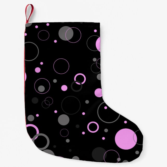 Calcetín Navideño Pequeño Pink Gray abstract seamless pattern with circles.  (Anverso)