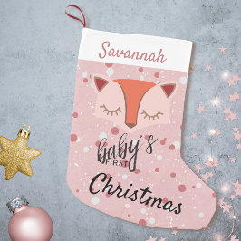 Calcetín Navideño Pequeño Pink Woodland Fox Primera Navidad