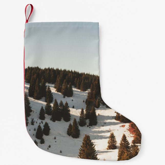 CALCETÍN NAVIDEÑO PEQUEÑO PINOS VERDES (Anverso)