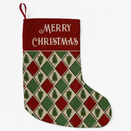 Calcetín Navideño Pequeño Pinos y Harlequin Holiday Stocking