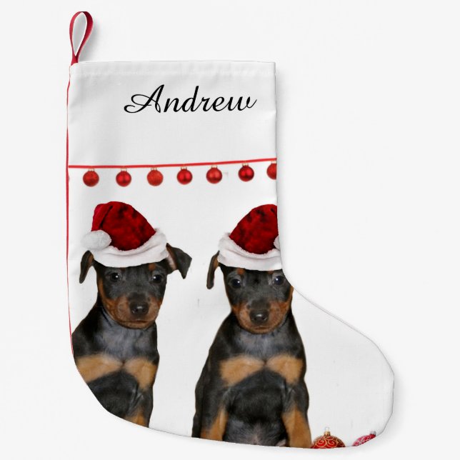 Calcetín Navideño Pequeño Pinscher miniatura (Anverso)