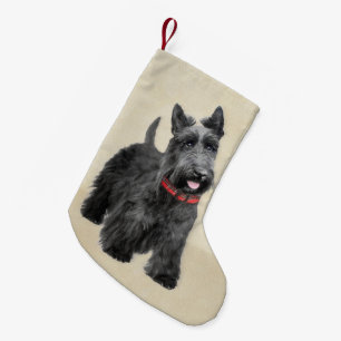 Calcetín Navideño Pequeño Pintado Terrier Escocés - Arte Perro Original