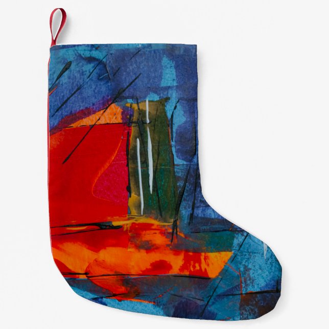 Calcetín Navideño Pequeño Pintura abstracta (Anverso)