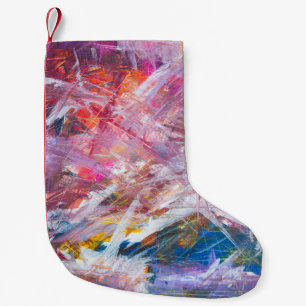 Calcetín Navideño Pequeño Pintura abstracta de arañazos multicolores