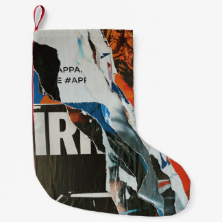 Calcetín Navideño Pequeño Pintura abstracta en blanco negro y naranja