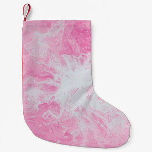 CALCETÍN NAVIDEÑO PEQUEÑO PINTURA ABSTRACTA EN ROSA Y BLANCA3