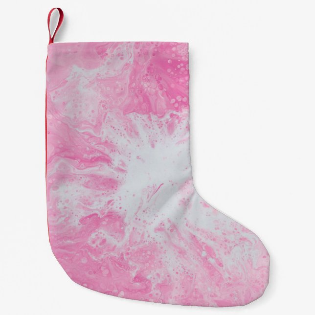 CALCETÍN NAVIDEÑO PEQUEÑO PINTURA ABSTRACTA EN ROSA Y BLANCA3 (Anverso)