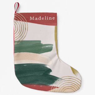 Calcetín Navideño Pequeño Pintura abstracta moderna   Navidades monogramas
