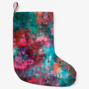 Calcetín Navideño Pequeño Pintura abstracta. Pinceles, manchas de pintura. M