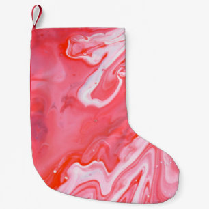 Calcetín Navideño Pequeño Pintura abstracta roja y gris