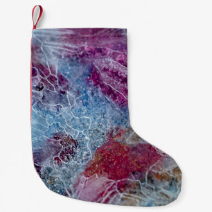 Calcetín Navideño Pequeño Pintura abstracta rosa y azul