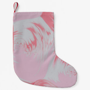Calcetín Navideño Pequeño Pintura abstracta rosa y blanca