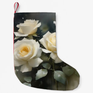 Calcetín Navideño Pequeño pintura acuarela de rocas blancas de bonito