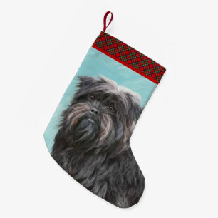 Calcetín Navideño Pequeño Pintura Affenpinscher - Arte Perro Original Cuto