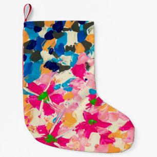 Calcetín Navideño Pequeño pintura al óleo abstracta sobre lienzo. Guerra mu