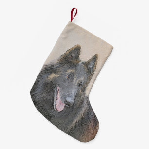 Calcetín Navideño Pequeño Pintura belga de tervuren - Arte típico de perro