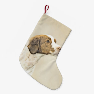 Calcetín Navideño Pequeño Pintura británica - Arte de perro original muy bo