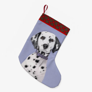 Calcetín Navideño Pequeño Pintura dálmata - Arte de perro original