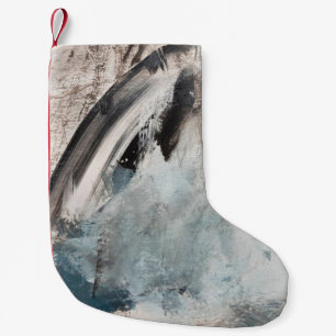 Calcetín Navideño Pequeño Pintura de arte abstracta gris y azul.abstracta,ar