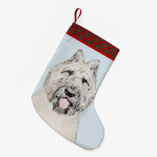 Calcetín Navideño Pequeño Pintura de Bouvier des Flandres - Arte original de