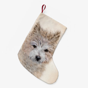 Calcetín Navideño Pequeño Pintura de Cachorro de Cairn Terrier - Arte Perro