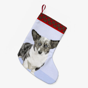 Calcetín Navideño Pequeño Pintura de Cardigan Welsh Corgi - Arte Perro Origi