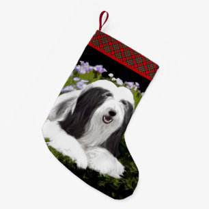 Calcetín Navideño Pequeño Pintura de color con barba - Arte de perro origina
