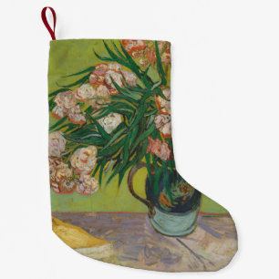 Calcetín Navideño Pequeño Pintura de flores de adelfa de Vincent Van Gogh