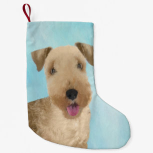 Calcetín Navideño Pequeño Pintura de Lakeland Terrier - Arte de Perro Origin