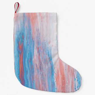 Calcetín Navideño Pequeño Pintura de lienzo rosa y azul