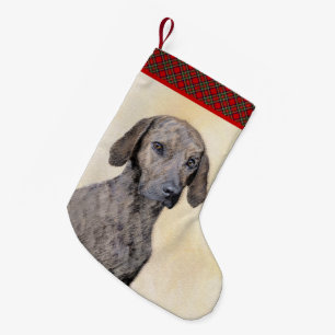 Calcetín Navideño Pequeño Pintura de lott - Arte de perro original curado