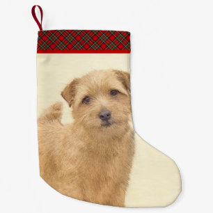 Calcetín Navideño Pequeño Pintura de Norfolk Terrier - Arte original del per