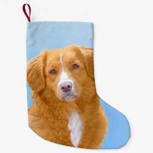 Calcetín Navideño Pequeño Pintura de perro de la recuperación del pato de Nu