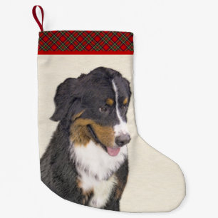 Calcetín Navideño Pequeño Pintura de perro de montaña de Bernese - Arte de p