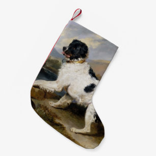 Calcetín Navideño Pequeño Pintura de perro de Terranova