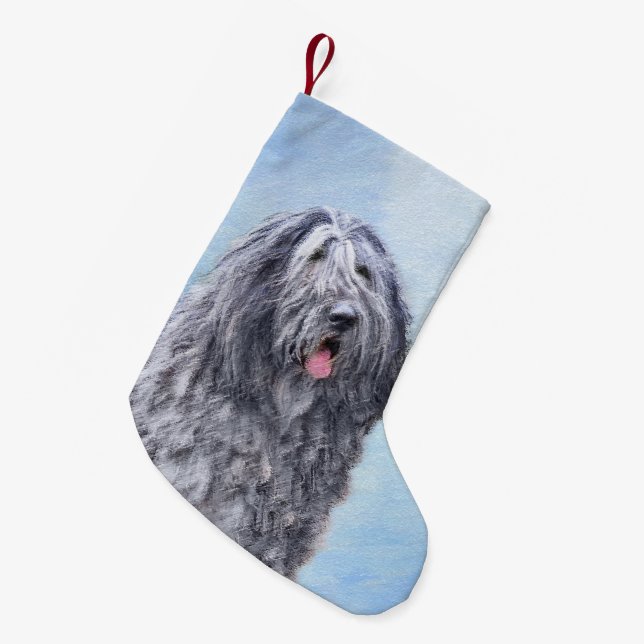 Calcetín Navideño Pequeño Pintura de perro pastor de Bergamasco - Perro orig (Frente (Colgado))