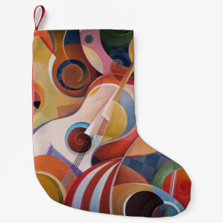 Calcetín Navideño Pequeño Pintura de resumen de música hecha a mano