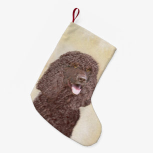 Calcetín Navideño Pequeño Pintura de Spaniel de Agua Irlandés - Arte Origina
