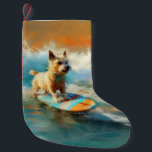 Calcetín Navideño Pequeño Pintura de surf de Biewer Terrier Beach<br><div class="desc">Sumérgete en el mundo lúdico de la aventura canina con esta pintura cautivadora. Un perro animado lleva a las olas, subiendo con habilidad al surf en una playa con sol. El vibrante arte captura bellamente la esencia de la emoción en la playa mientras el perro recorre sin miedo las olas,...</div>