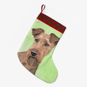 Calcetín Navideño Pequeño Pintura de Terrier Irlandés - Arte de Perro Origin