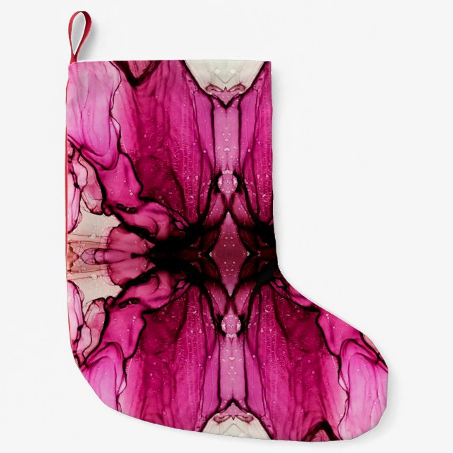 Calcetín Navideño Pequeño Pintura De Tinta Alcohólica. Parece Kaleidoscope.  (Anverso)